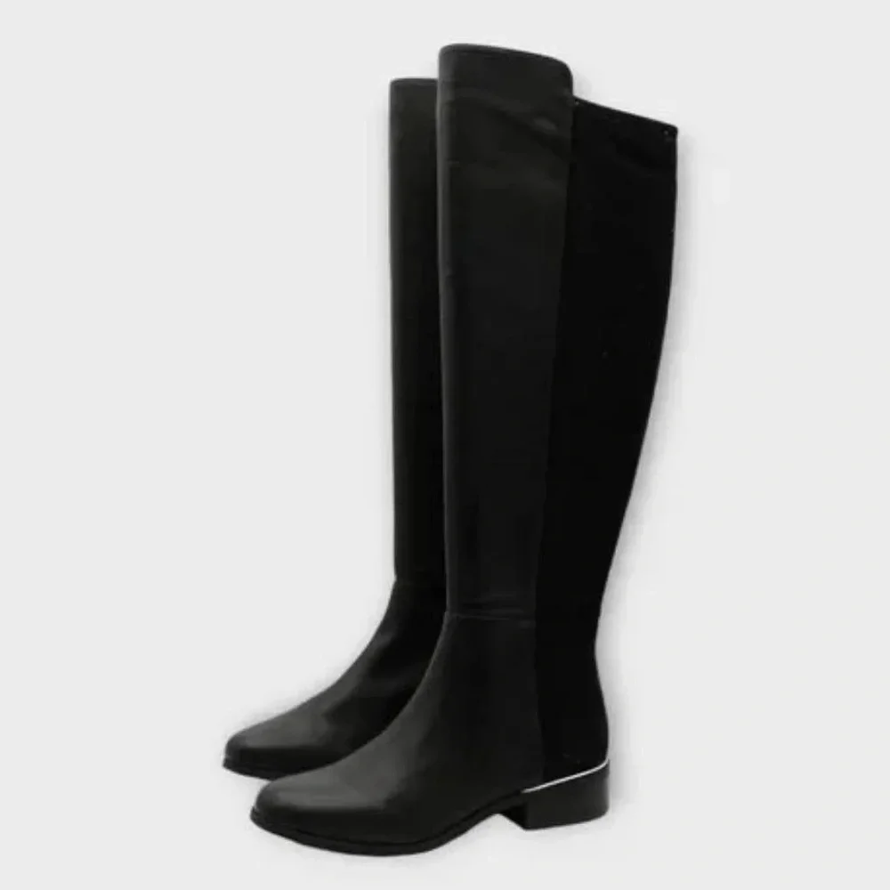 Alfani Ludlowe Black Leather Over-The-Knee Boots, Size 5.5, NEW in Box